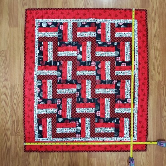 Handmade Mickey Minnie Mouse Patchwork Crib Wall Quilt Throw Blanket 35” x 41” - Picture 6 of 7